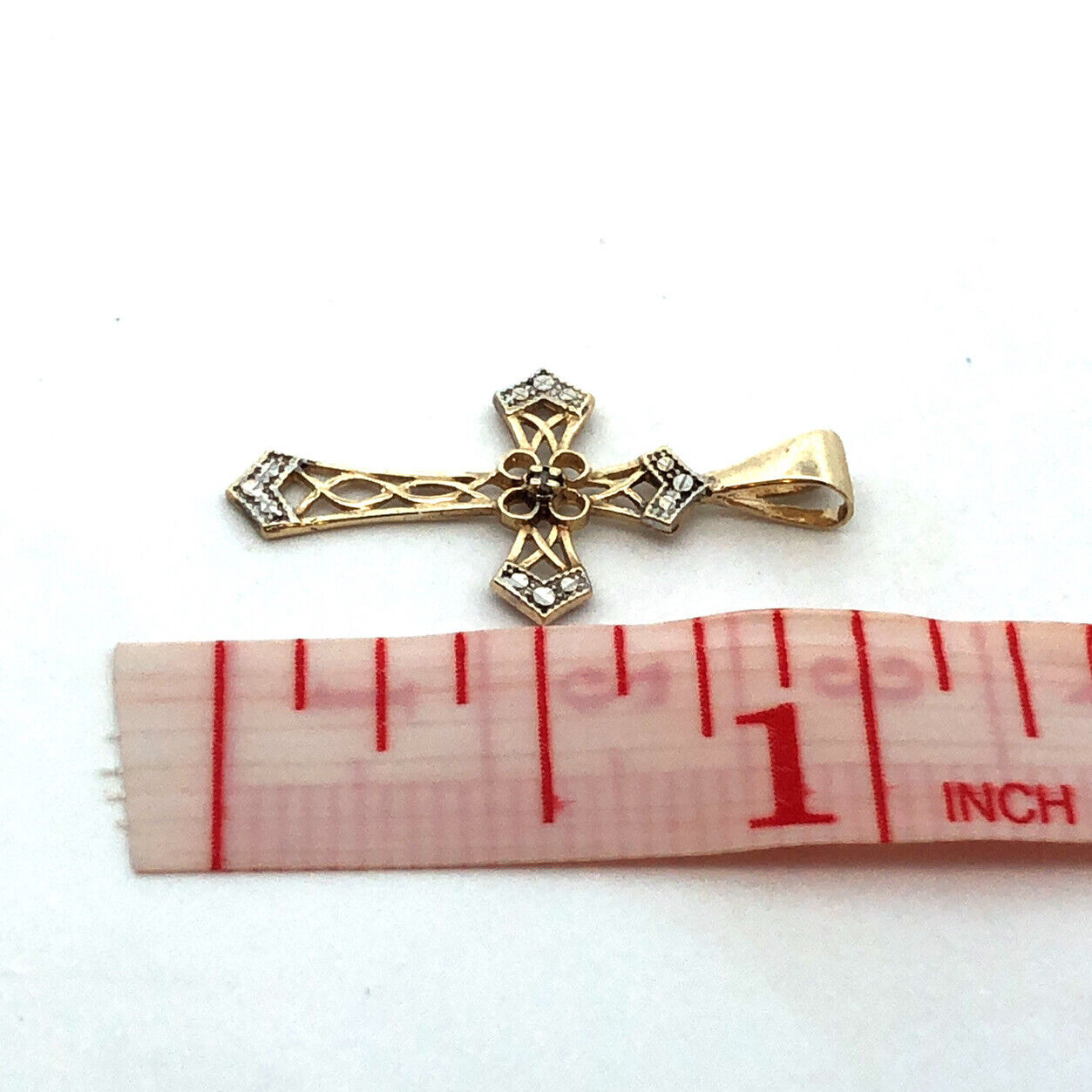 Designer Jacmel Mauritius JCM 10K Yellow Gold Diamond Textured Cross Pendant