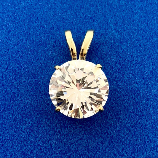 Classic 14K Yellow Gold Solitaire 2 Carat Cubic Zirconia CZ Drop Dangle Pendant
