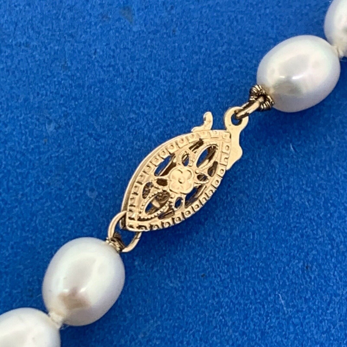 14K Yellow Gold Pearl Diamond Blue Sapphire Accented V Necklace