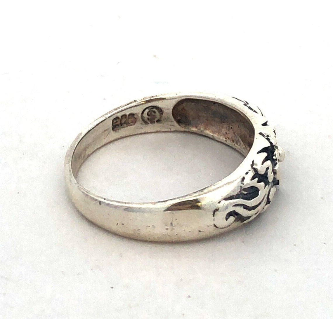 Designer 925 Sterling Silver Textured Flower Floral Stackable Band Ring