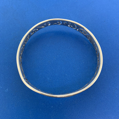 Silpada India Sterling Silver 925 Frosted Cutout Wave Bangle Cuff Bracelet