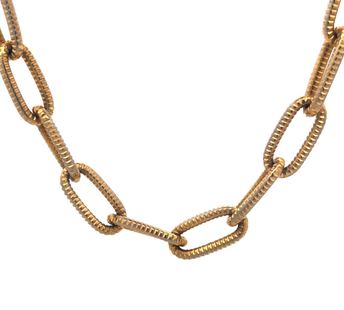 Vintage Gold Tone Paper Clip Chain Faux Ancient Coin Clasp Statement Necklace