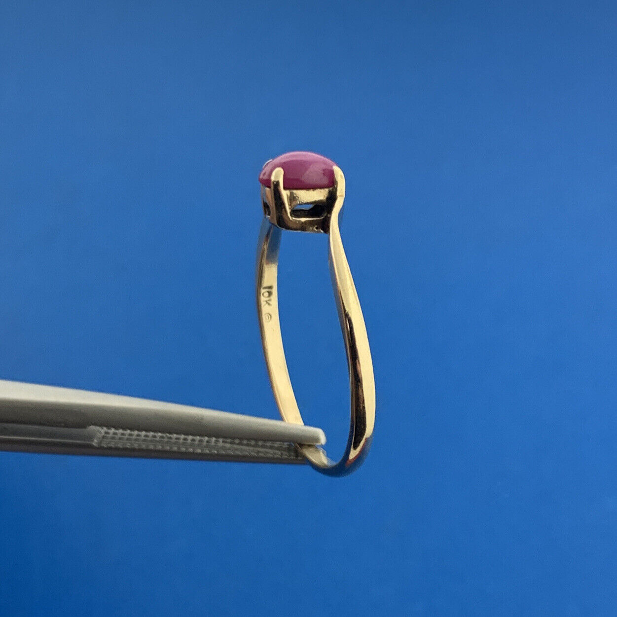 Designer 10K Yellow Gold Oval Pink Star Sapphire Solitaire Bypass Ring