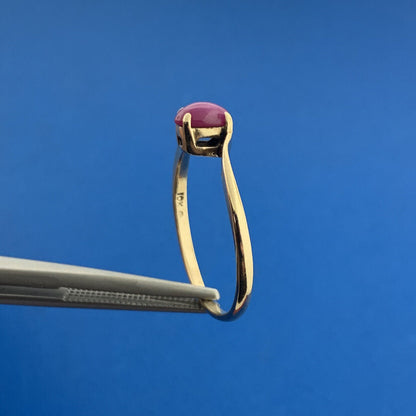 Designer 10K Yellow Gold Oval Pink Star Sapphire Solitaire Bypass Ring