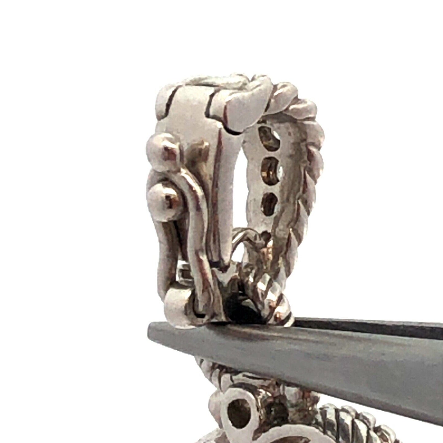 Judith Ripka 925 Sterling Silver CZ Smokey Quartz  Mother of Pearl Cross Pendant