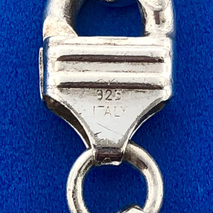 Retro 925 Sterling Silver Polished Florentine Textured Figaro Link Bracelet