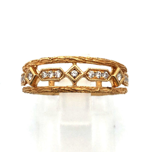 14K Yellow Gold Designer Diamond Wedding Anniversary Cocktail Band Ring