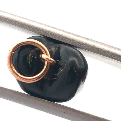 Vintage 10K Yellow Gold Carved Ebony Heart Charm Pendant