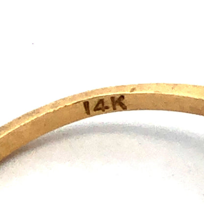 Estate 14K Yellow Gold Marquise Emerald Diamond Stacking Band Ring