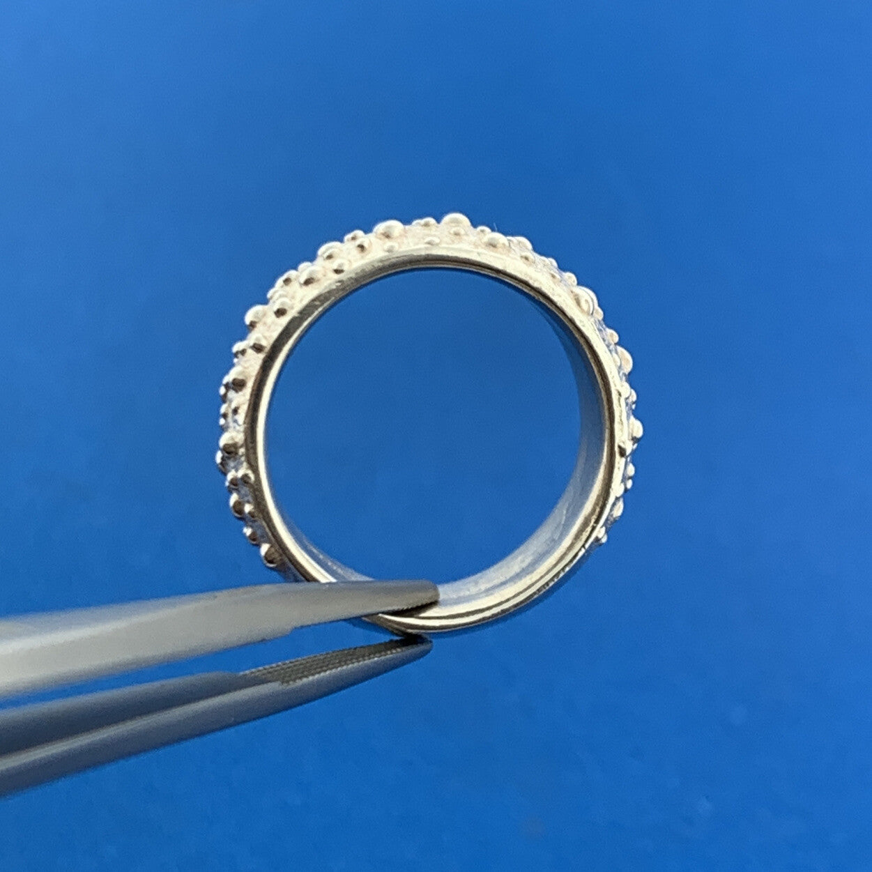 Designer 925 Sterling Silver Textured Bumpy Bead Wide Cigar Band Ring