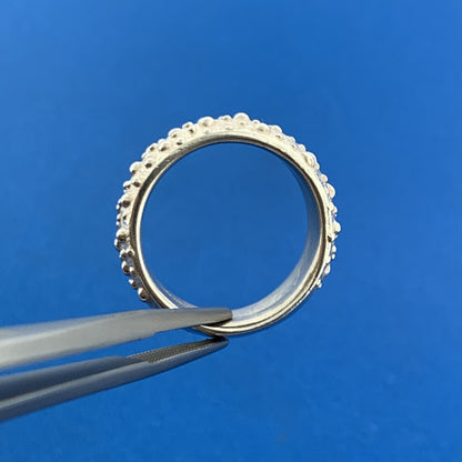 Designer 925 Sterling Silver Textured Bumpy Bead Wide Cigar Band Ring