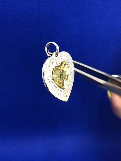 Designer LKY 925 Sterling Silver Lucky Good Luck Four Leaf Clover Heart Pendant