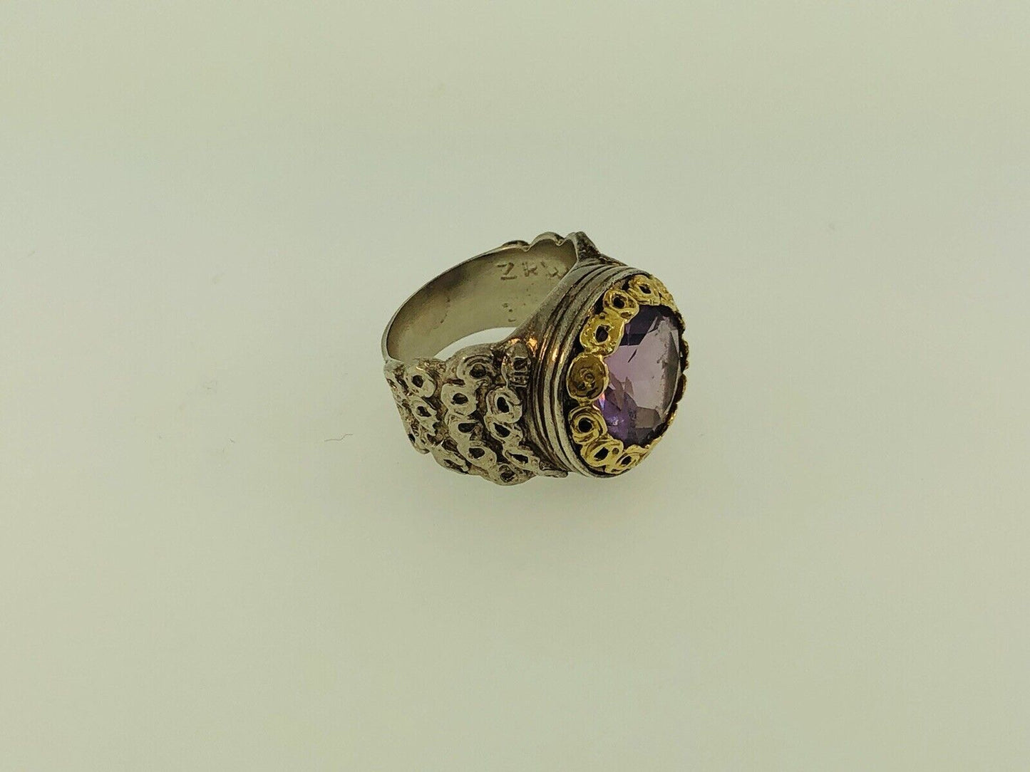 Adi Paz ZRW Israel 14K Yellow Gold Sterling Silver 925 Amethyst Cocktail Ring