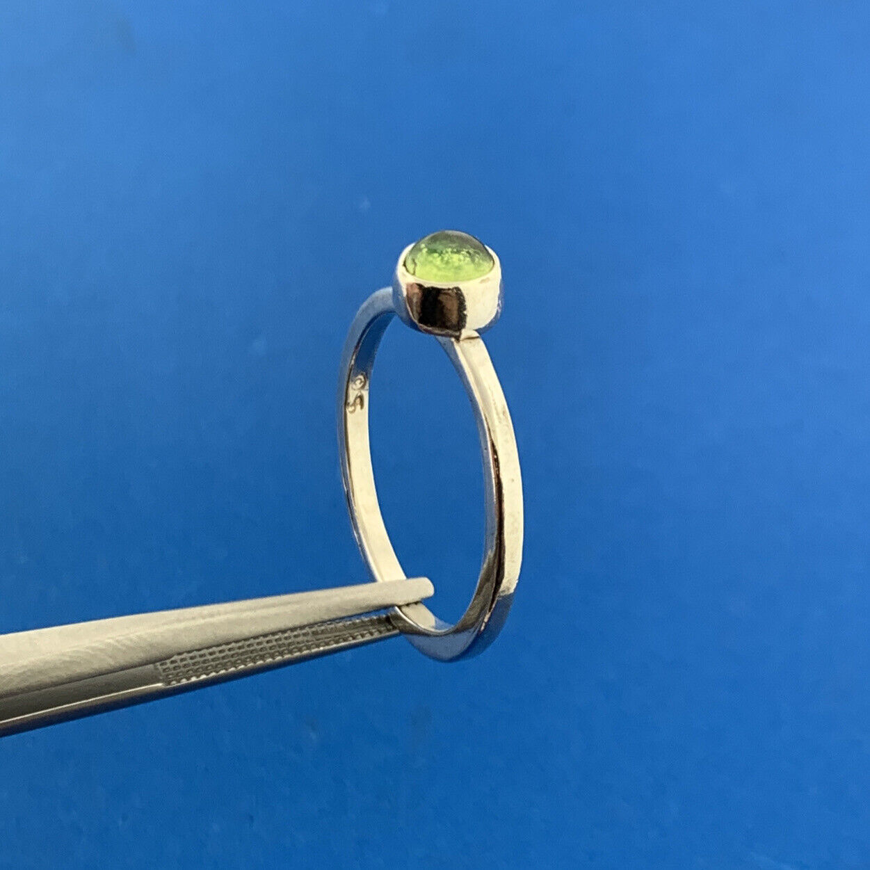 Designer 925 Sterling Silver Peridot Solitaire August Stackable Band Ring