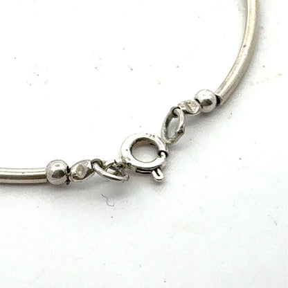 Estate 925 Sterling Silver Round Beaded Stackable Bangle Bracelet