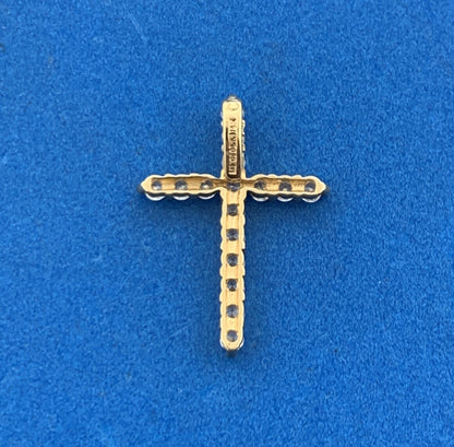 Designer Mexico 14K Yellow Gold CZ Cross Religious Communion Easter Pendant