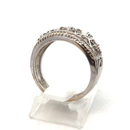 Stunning Designer FTJ 14K White Gold Diamond Celtic Design Band Ring Size 6.75