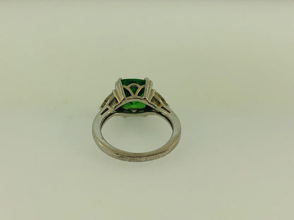 Stunning Designer Sterling Silver Green White Cubic Zirconia CZ Cocktail Ring