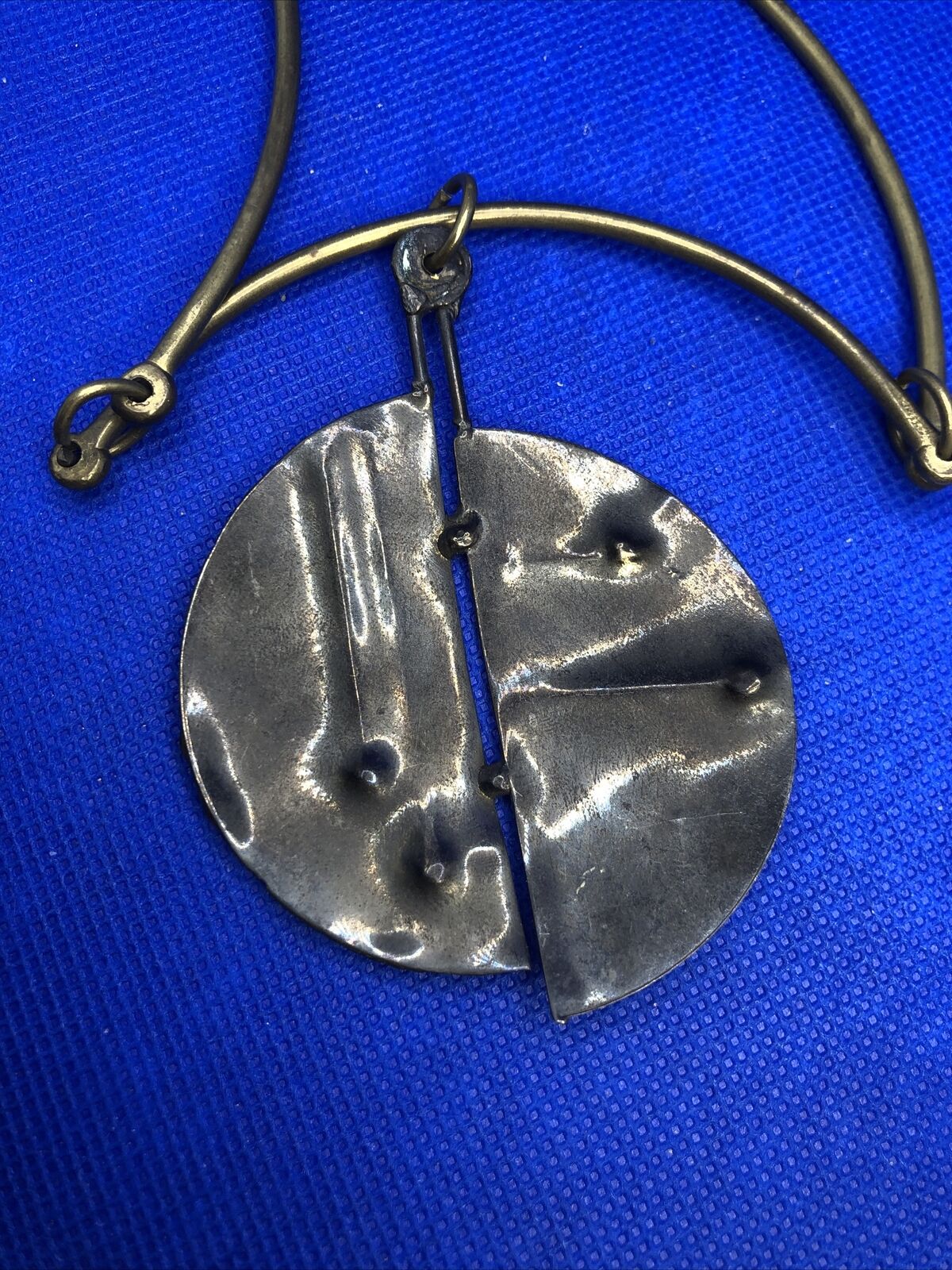 1980's Runway Couture Silver Gold Tone Modernist Bohemian Statement Necklace