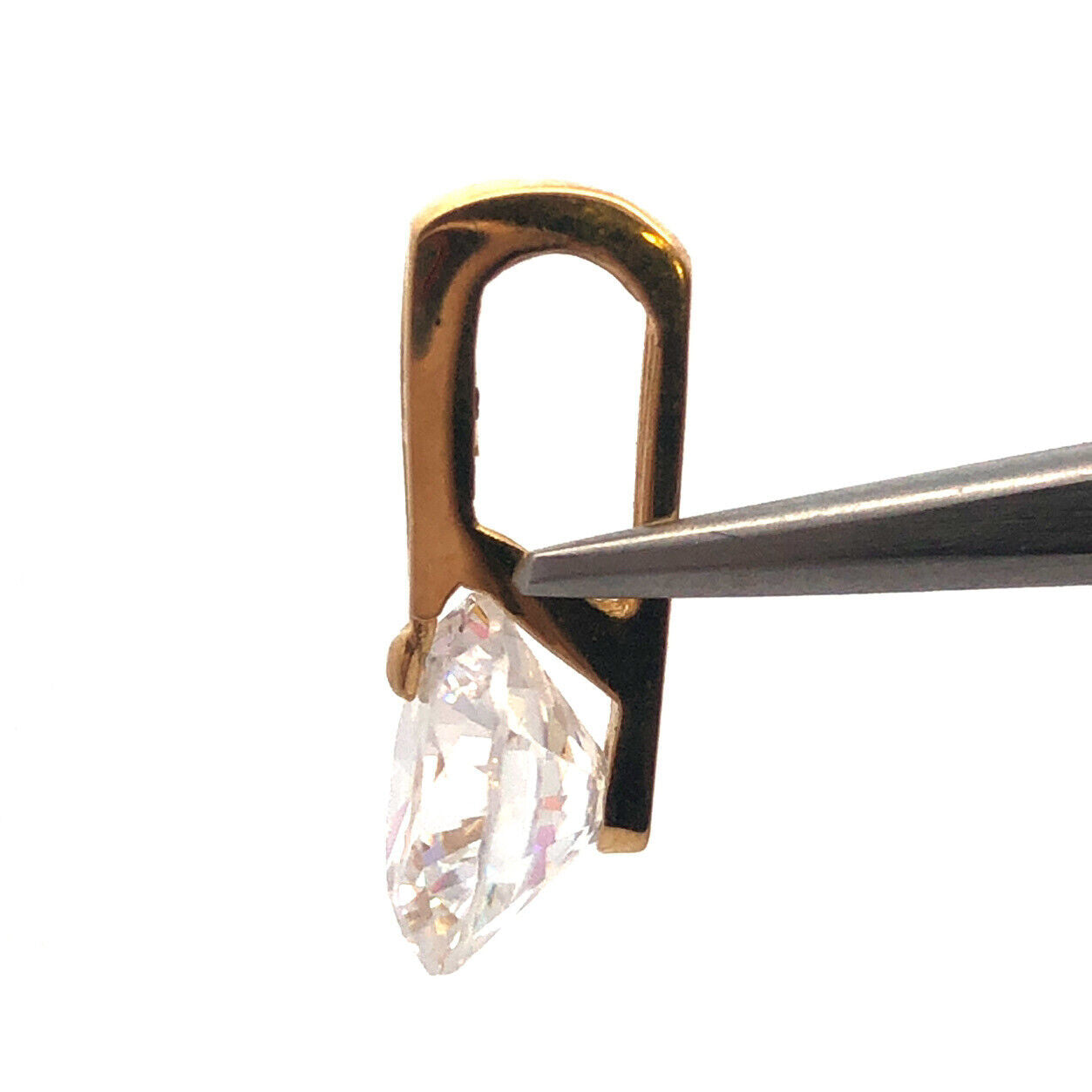 Designer 14K Yellow Gold Cubic Zirconia CZ W/Accents Statement Drop Pendant