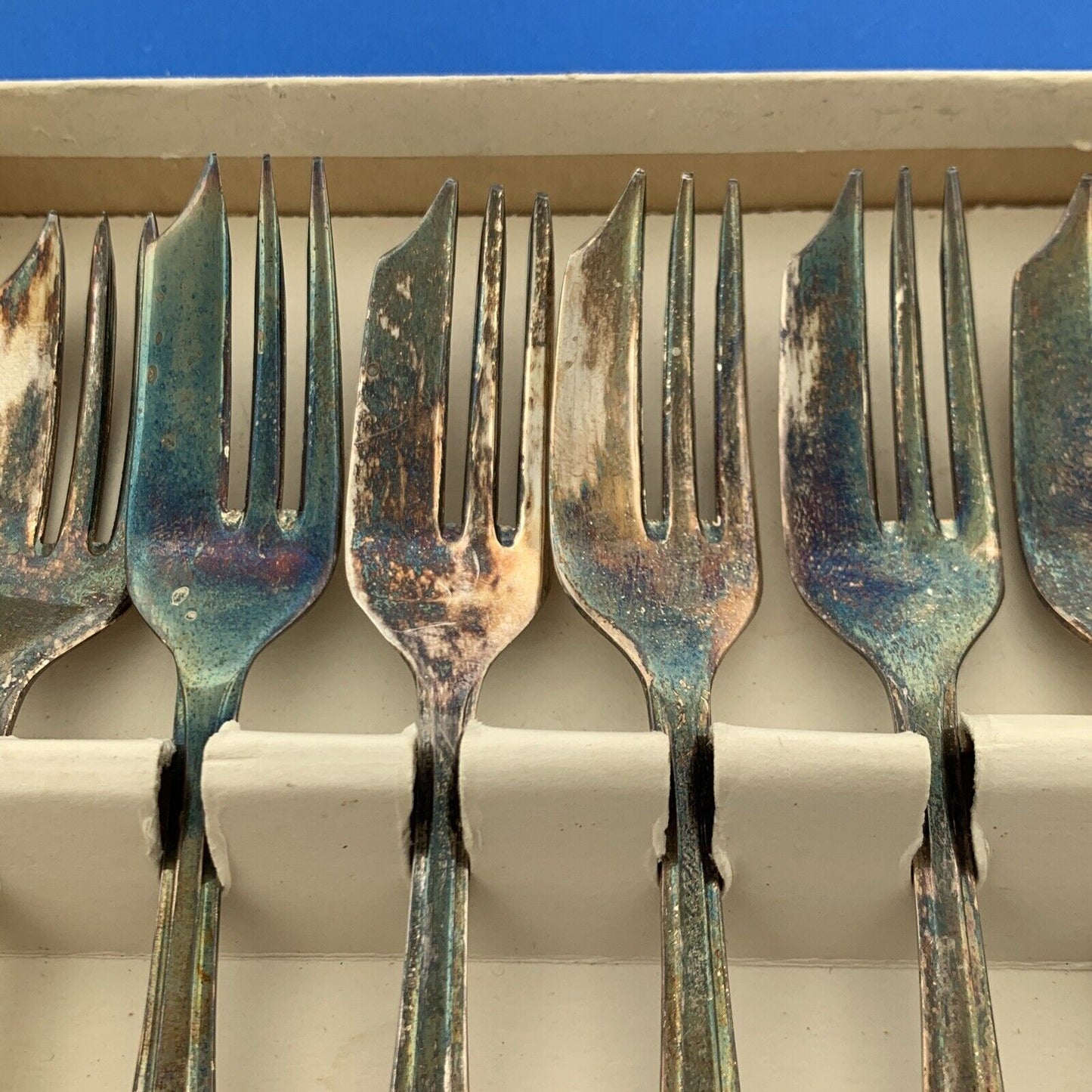 FG Sheffield England EPNS Silver Plate Dessert Pastry Forks Set Of Six Loxley