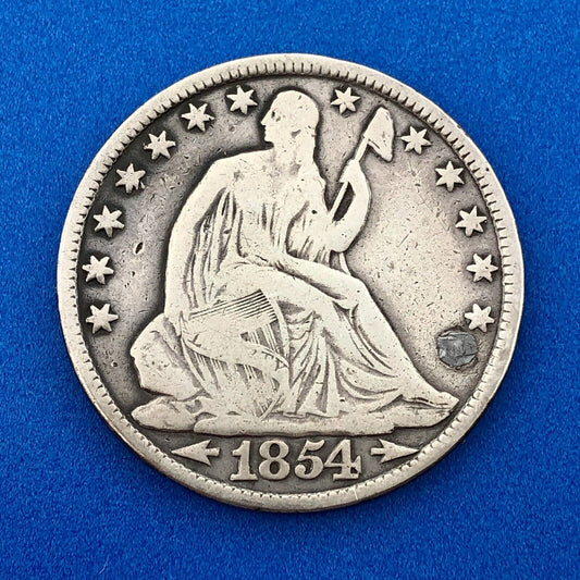 1854 O Seated Silver Half Dollar Type 3 Two Year Type Key New Orleans Mint Coin