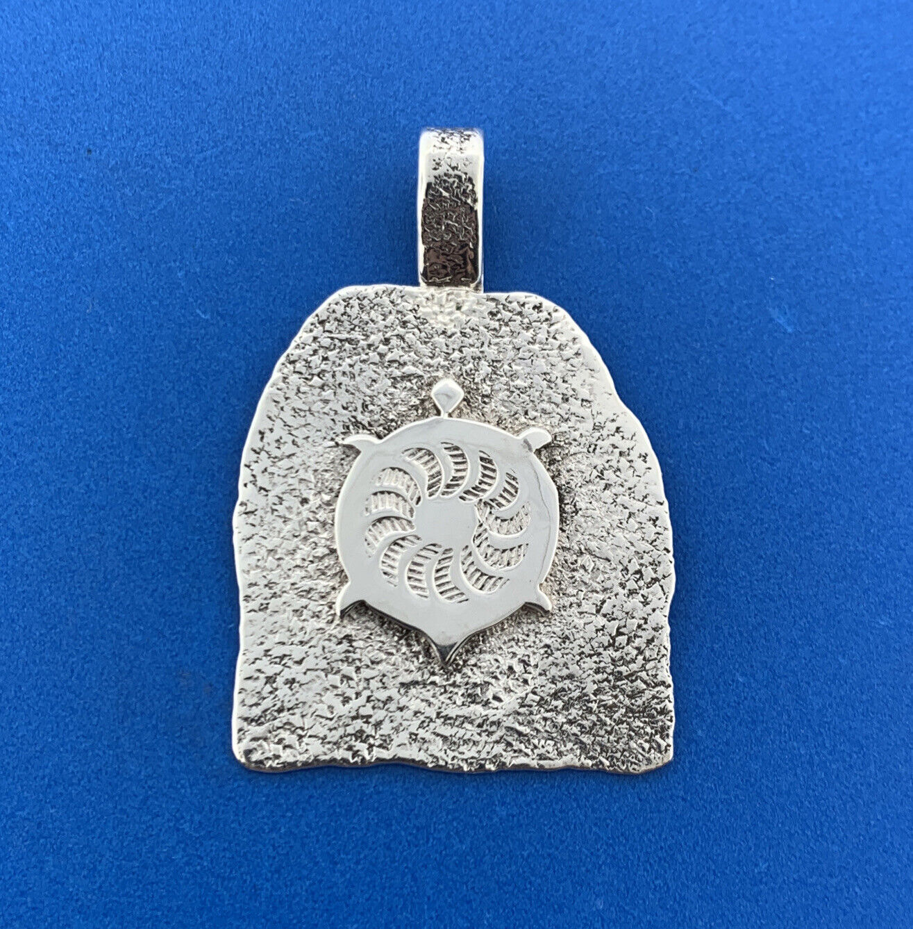 Designer JN Sterling Silver 925 Turtle Shell Design Textured Bell Pendant