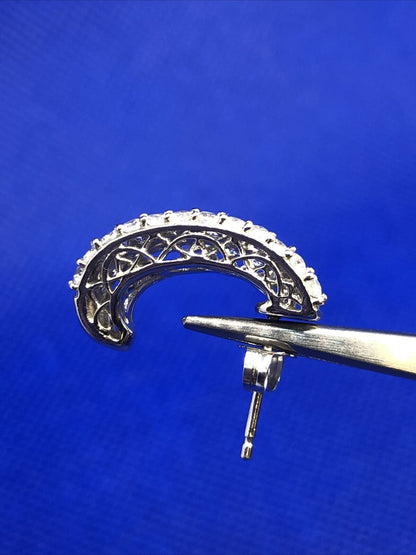 Designer 925 Sterling Silver Tanzanite & White Topaz Shrimp Style Stud Earrings