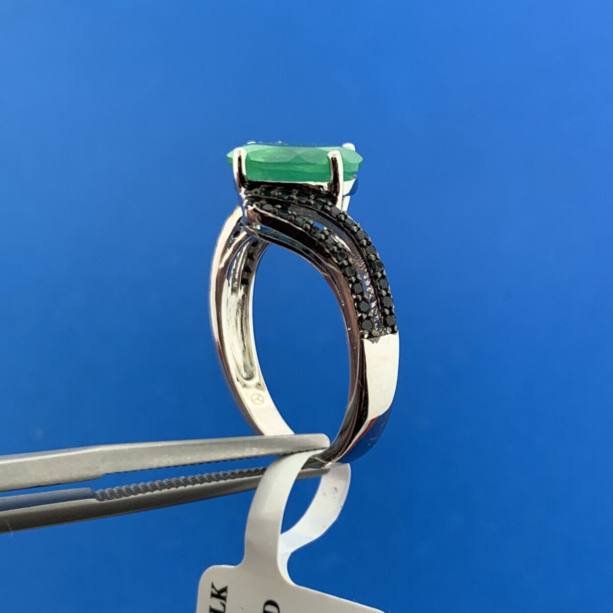 JTV.Com Designer 925 Sterling Silver Blue Opal Black Spinel Ring New With Tags