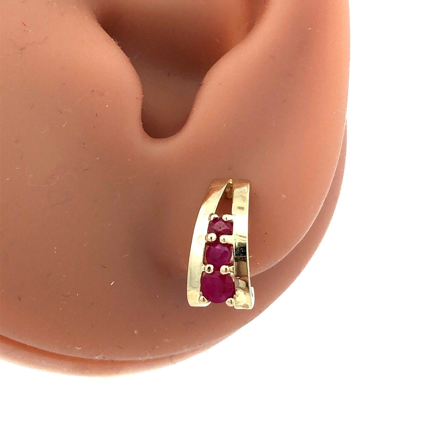 Designer Mexico 14K Yellow Gold Round Ruby Drop Stud Earrings