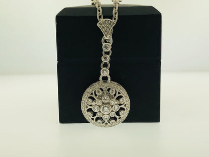Judith Ripka Sterling Silver 925 Diamonique CZ Enhancer Pendant Station Necklace