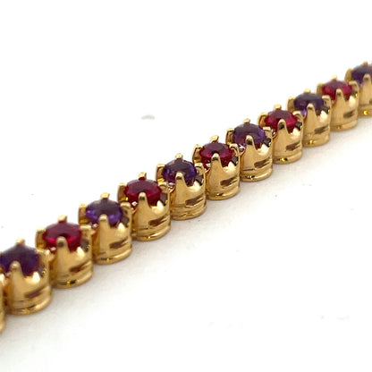 Ross Simons 18K Yellow Gold Custom Amethyst Ruby Statement Tennis Bracelet