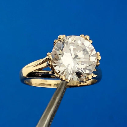 Diamonique 14K Yellow Gold Cubic Zirconia CZ Solitaire Statement Engagement Ring