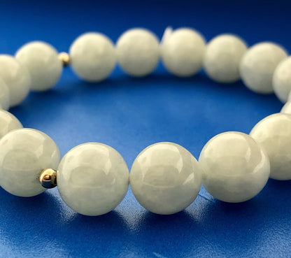 Vintage Sterling Silver 925 Jade Jadeite Ball Bead Protection Harmony Bracelet