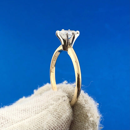 Vintage WTJ 14K Yellow Gold Marquise Diamond Solitaire Engagement Promise Ring