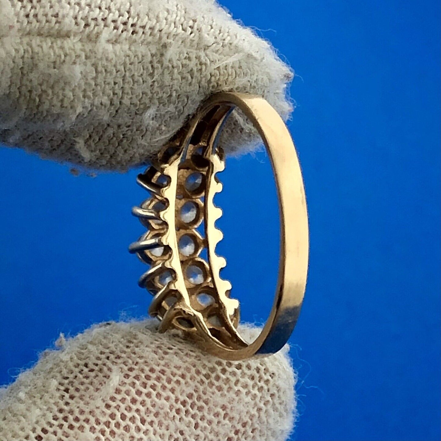 Gorgeous 14k Yellow Gold Round Cut Sparkling CZ Cascade Waterfall Ring Size 6.75