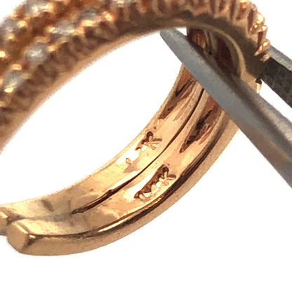Classic 14K Yellow Gold Diamond Double Elongated Open Hoop Pierced Earrings