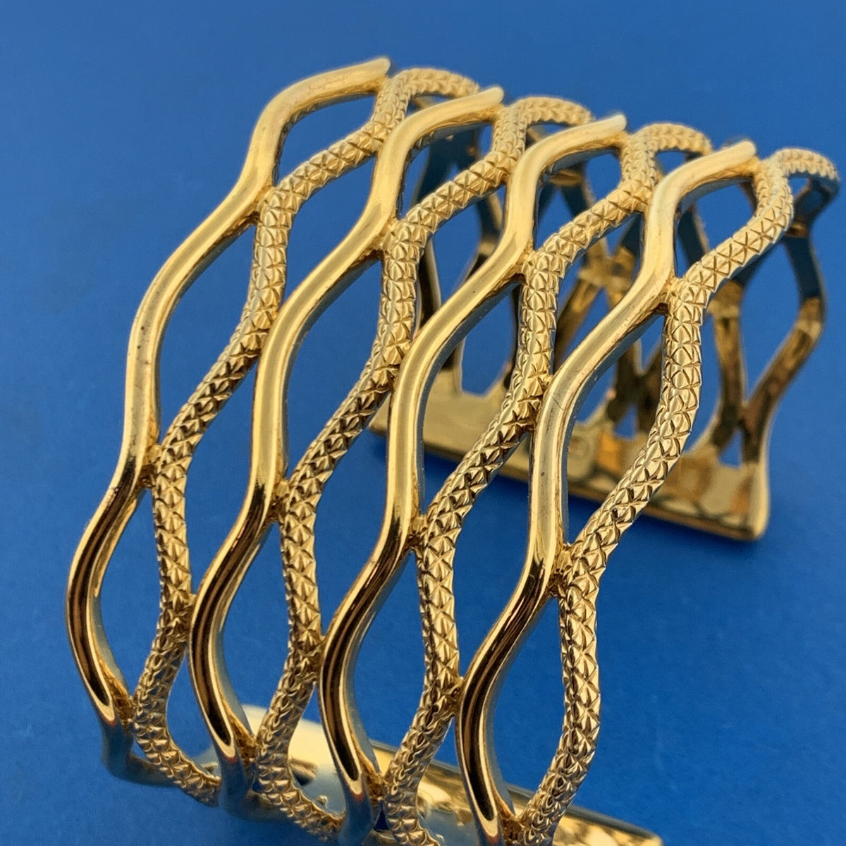 CORDOVA 925 Sterling Silver Vermeil Textured Polished Statement Cuff Bracelet