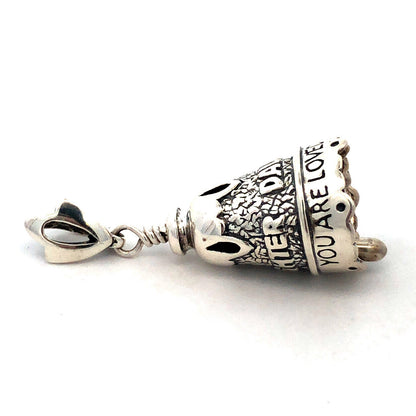 Designer JJ 04 925 Sterling Silver Daughter You are Loved Bell Pendant