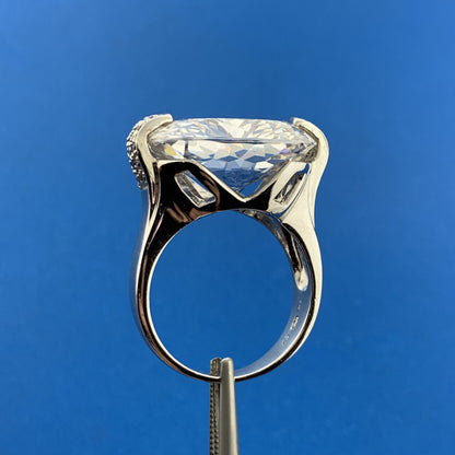 Designer 925 Sterling Silver Cubic Zirconia Solitaire W/Accents Statement Ring