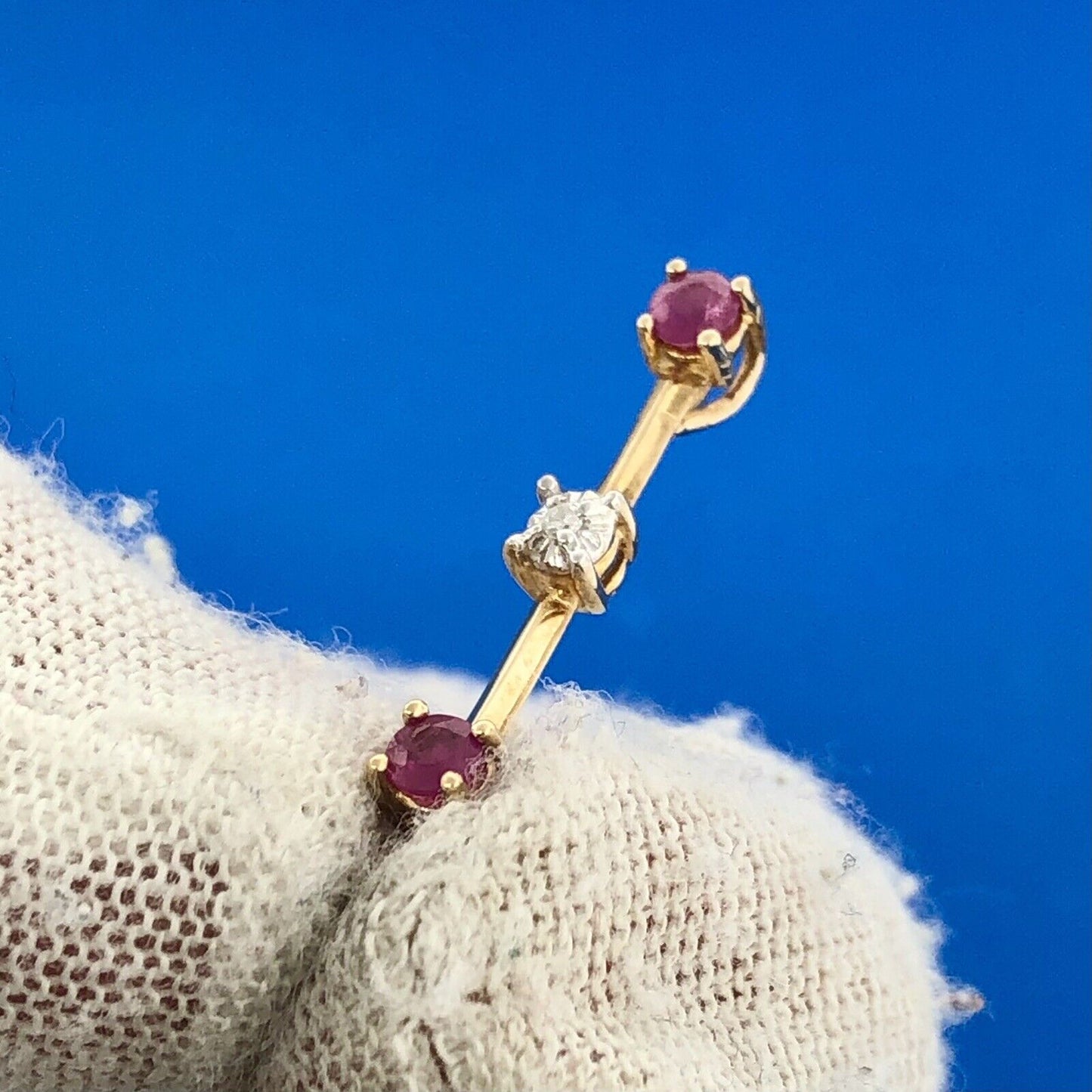 Gorgeous 14k Yellow Gold Round Pink Ruby Diamond Pendant