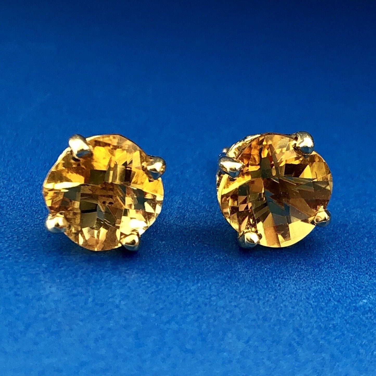 14K Yellow Gold Citrine November Anniversary Occasion Statement Stud Earrings