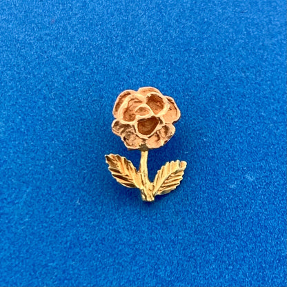 Designer OR 14k Yellow & Rose Gold Floral Rose Flower Precious Small Pendant