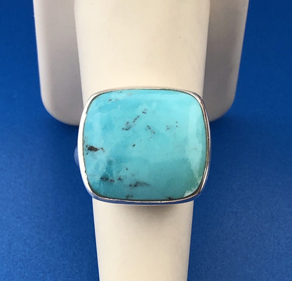 Stunning Sterling Silver 925 Cushion Cabochon Larimar Statement Ring Size 6