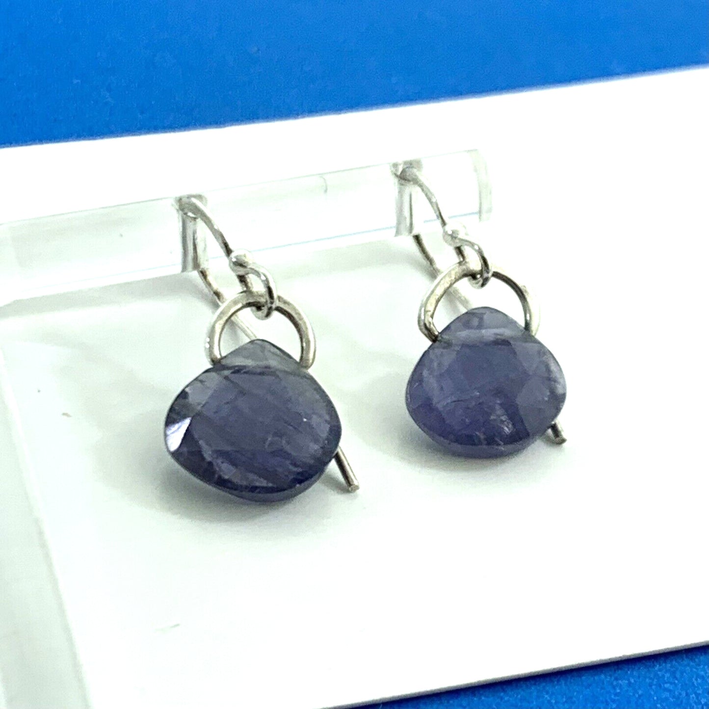 925 Sterling Silver Pear Cushion Cut Tanzanite Drop Dangle Hook Earrings