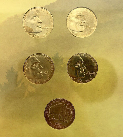 2004 2005 10 Coin Gem BU Westward Series Nickel Coll Whitman Frame Gold Plated
