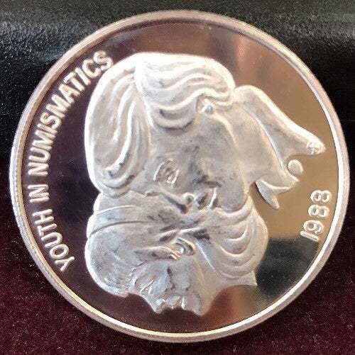 1988 Numismatic Association of Southern California 999 Silver Youth in Numis Rnd