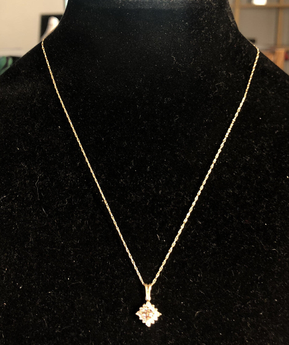 Designer 14K Yellow Gold White Mocha Diamond Pendant Necklace