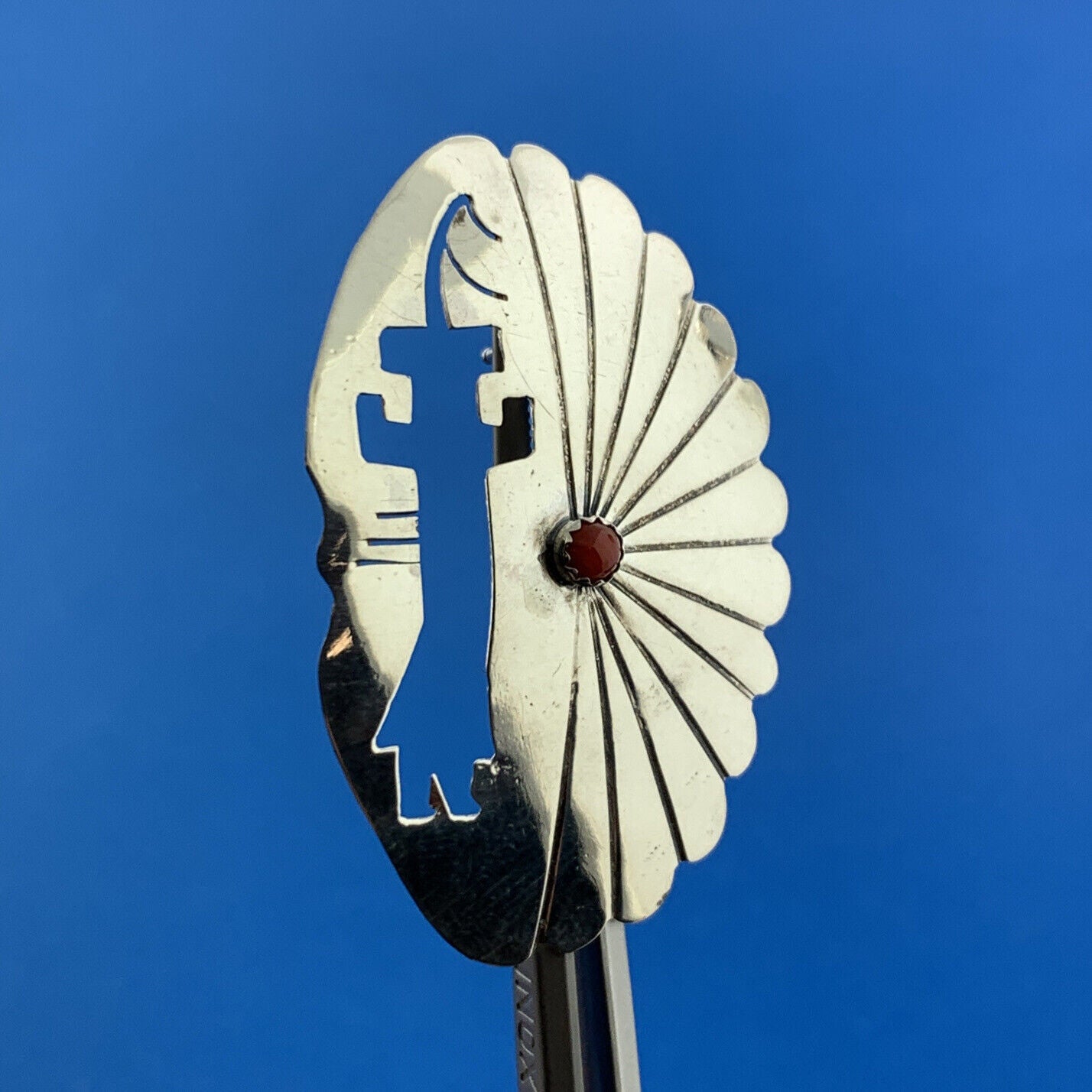 Designer DL Sterling Silver 925 Cabochon Carnelian Openwork Curved Stud Earrings