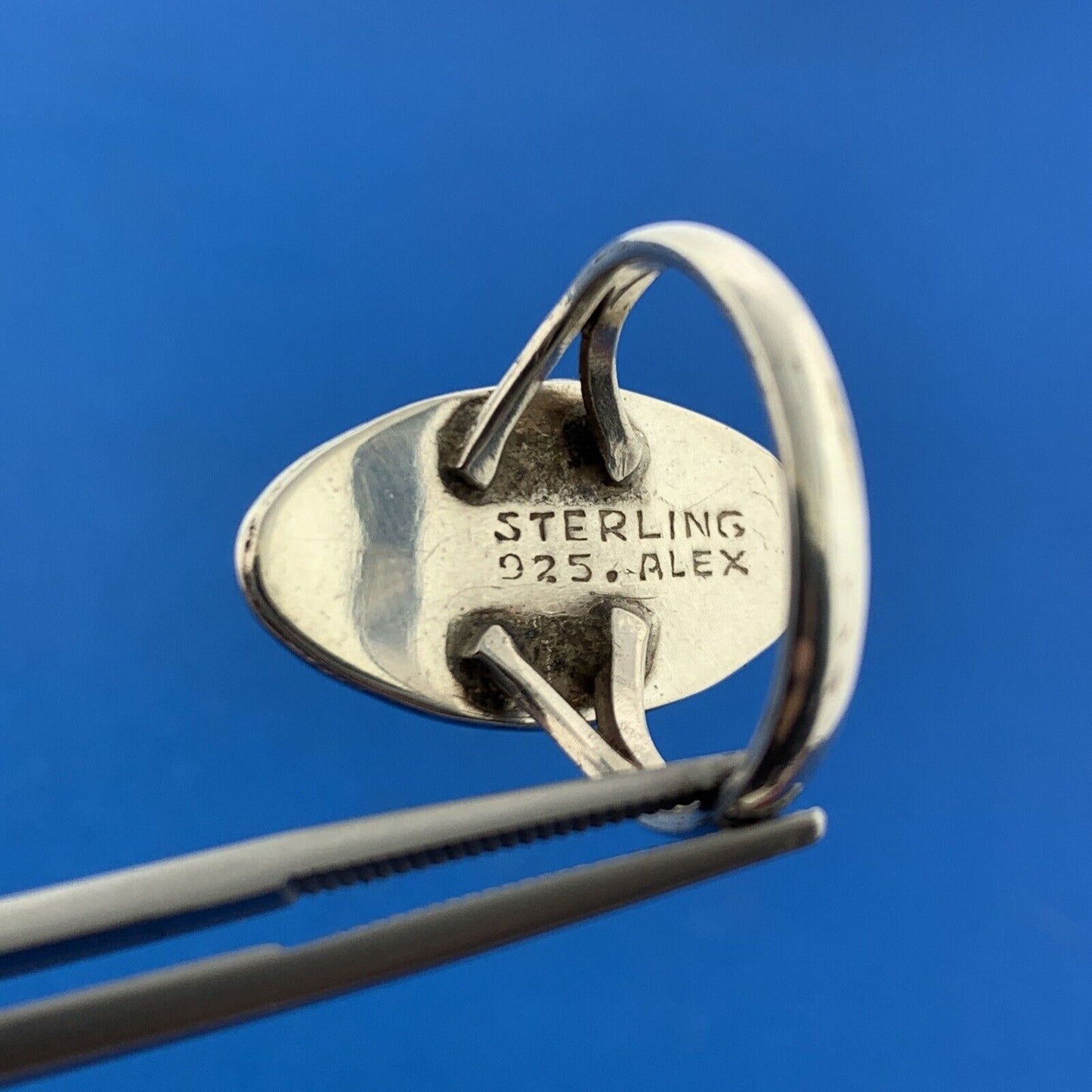 Designer ALEX Sterling Silver 925 Cabochon Black Onyx Finger Ring Size 8.5